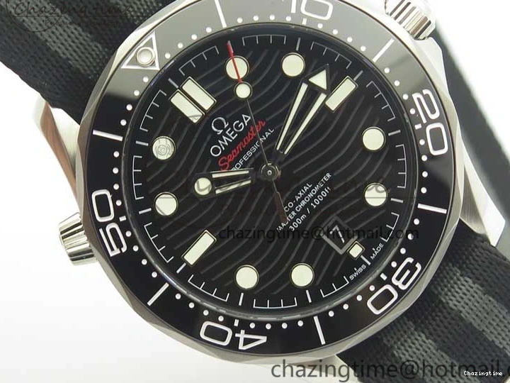 0113 2018 Seamaster Diver 300M VSF Best Edition Black Ceramic Dial on Black Gray Nato Strap A Unique 8057